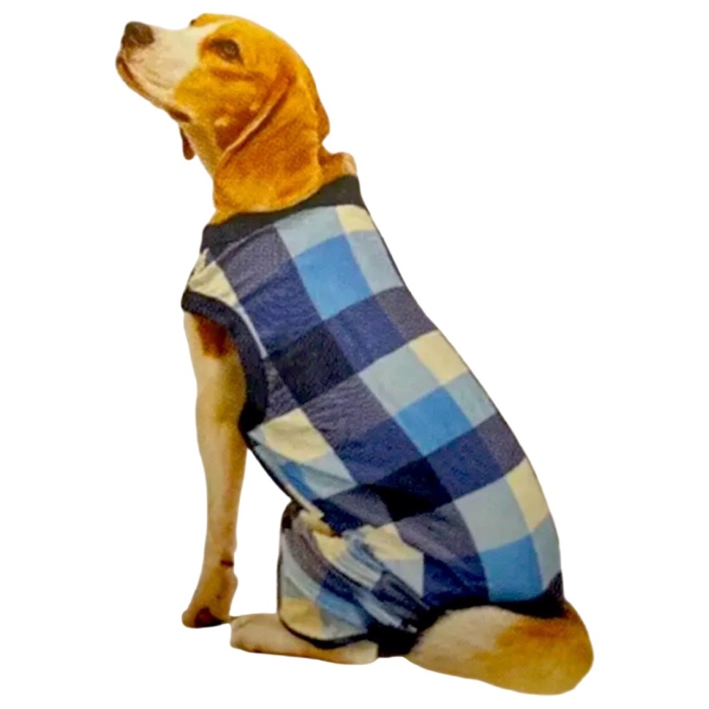 Dog Blue and White Buffalo Plaid Pajamas Size Large NWT